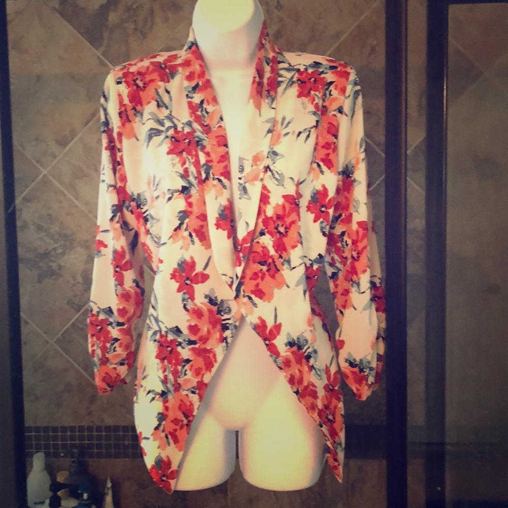 Floral open blazer